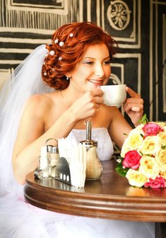 Cвадебная прическа Е18314 с собранными волосами