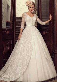 Свадебное платье M48257. С пышной юбкой, длинное со шлейфом.