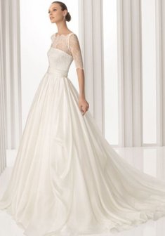 Свадебное платье D48565. А-силуэт, длинное со шлейфом.